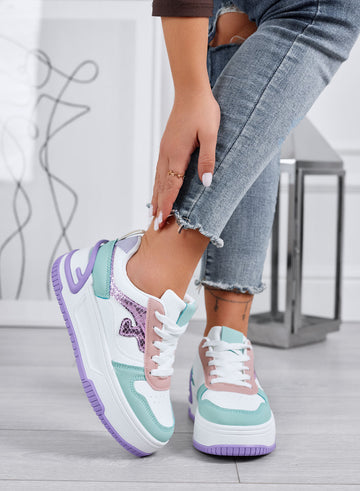 BRIGIDA - Zapatillas multicolores con cuña y detalles metalizados