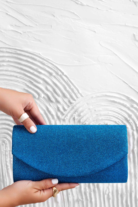 Bolso clutch B220 azul de tejido laminado