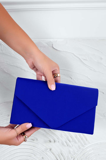 Blue satin B205 clutch bag