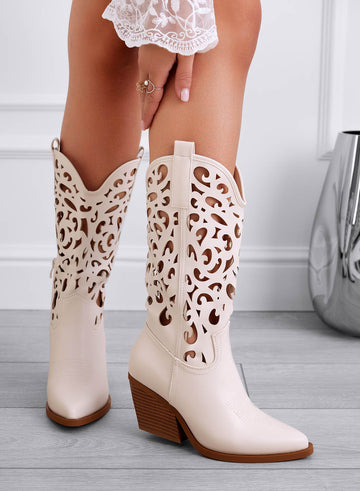 CANOSA - Bottines camperos beige ajourées