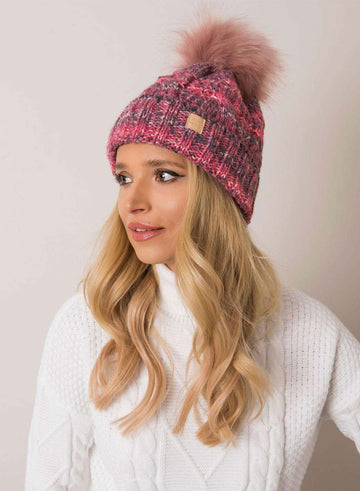 Gorro multicolor acolchado con pompom de eco-piel