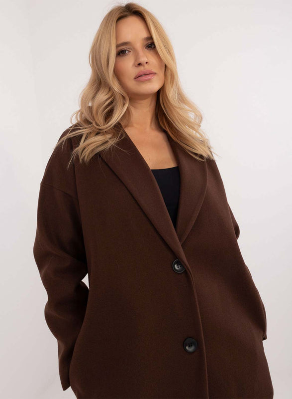 Manteau long élégant marron avec boutons