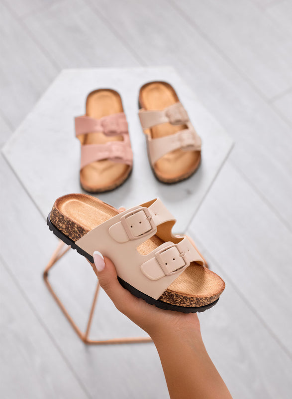 DALIA - Sandalias beige Zapatillas niña con doble hebilla