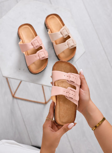 DALIA - Sandales roses Mules fille avec double boucle