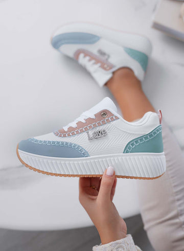 DAVIS - Zapatillas de mujer con suela gruesa y paneles en contraste multicolor