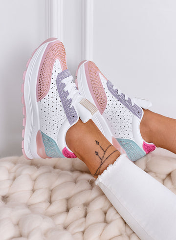 ELISA - Sneakers multicolor con Strass e Dettagli Traforati