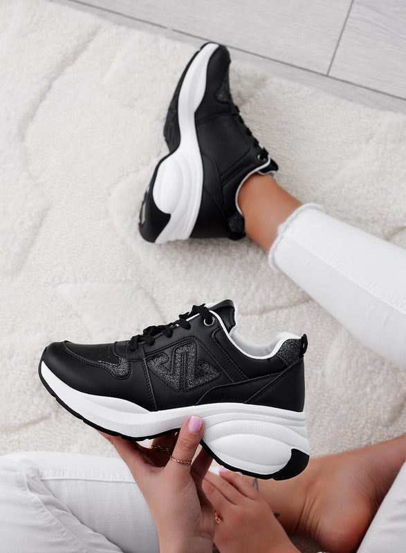 ELISABETTA - Sneakers nere con suola bombata e inserti glitter