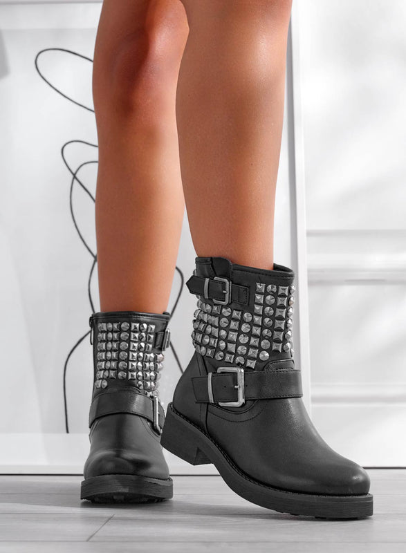 GIOIA - Botas biker negras con tachuelas