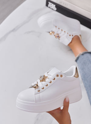 GIULY - Sneakers Donna bianche platform e Charms Gioiello