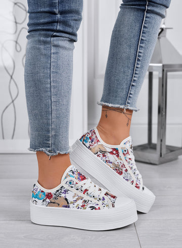 HALO - Zapatillas multicolores con cuña y estampado floral