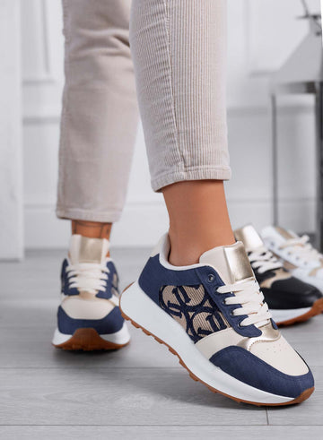 HARRIS - Zapatillas de mujer azules con diseño elegante y detalles dorados