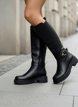 HARRY - Botas negras con resorte en la parte trasera