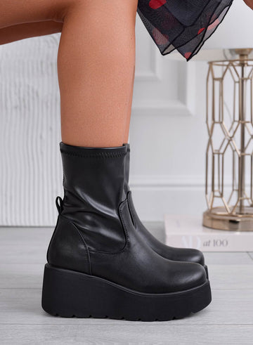 MAGGIE - Botines elásticos con cuña negros