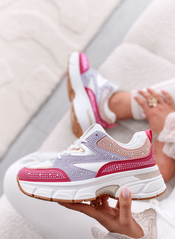 MARTINA - Zapatillas Multicolor con Strass y Suela Plataforma Chunky