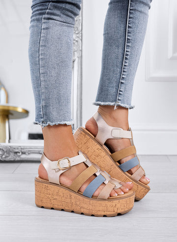 MATILDE - Sandalias multicolor con cuña platform efecto corcho