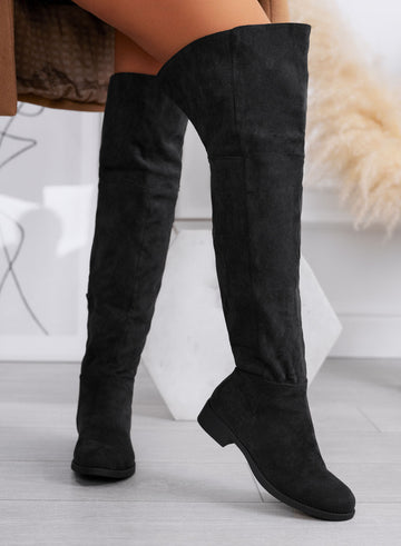 MERSIN - Botas negras de ante hasta el muslo