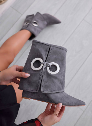 MOLLIE - Botines grises con cuña y puño