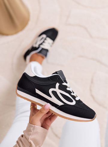 ORSOLA - Sneakers nere con logo bianco e suola in gomma