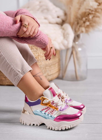 PARKER - Zapatillas multicolor para mujer con suela alta e inserciones laminadas