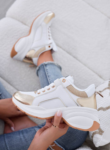 PATTY - Zapatillas blancas con detalles de glitter dorado