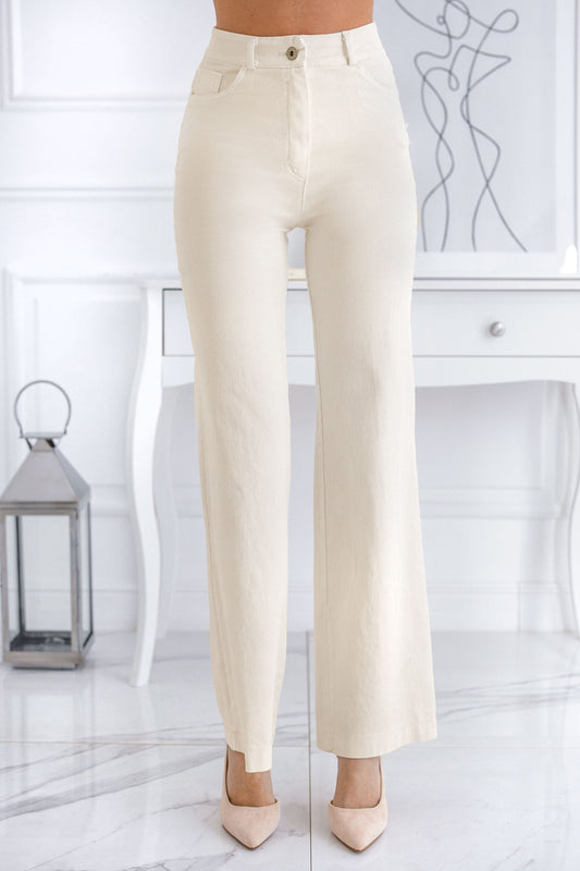 Pantalones de campana de algodón en blanco crema