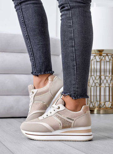 Zapatillas beige con inserciones de glitter