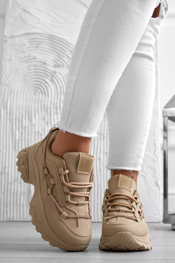 Mud sneakers with high sole and rhinestones