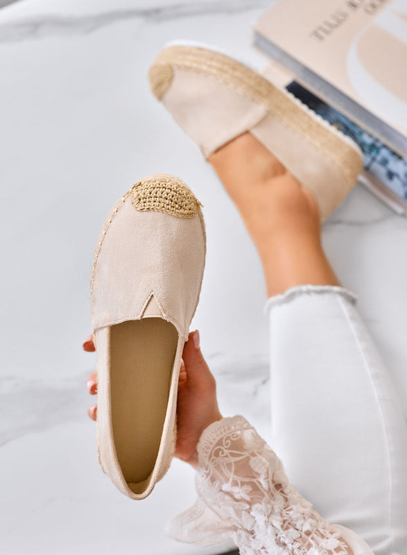 SAWANA - Alpargatas beige con plataforma en antelina y puntera de yute
