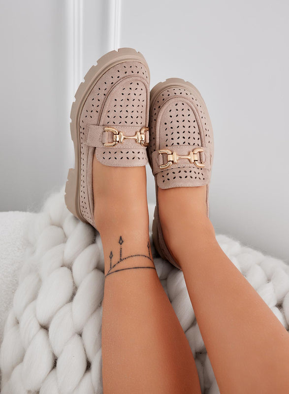 TOKYO - Perforated mud loafers with gold buckle