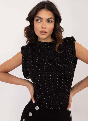 Top sin mangas negro con brillo