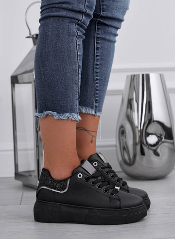 ZORA - Zapatillas negras con talón de purpurina