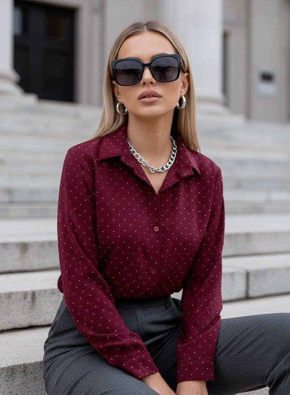 Camicia bordeaux con glitter
