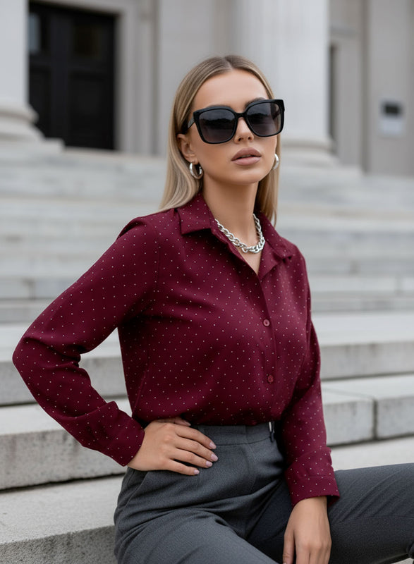 Camicia bordeaux con glitter