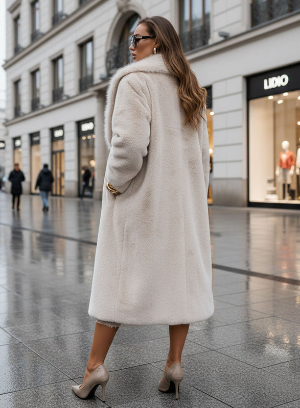 Beige faux fur coat
