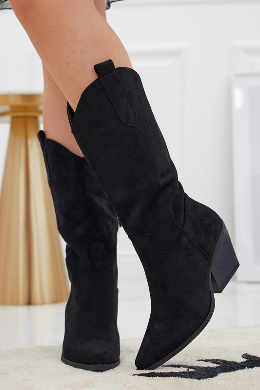 Stivali neri camperos con tacco comodo