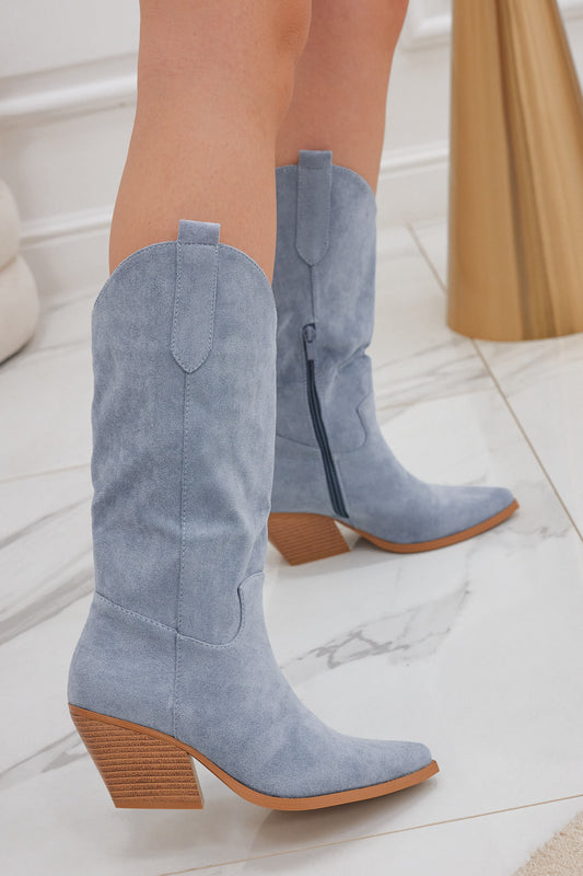 Bottes camperos bleues avec talon confortable