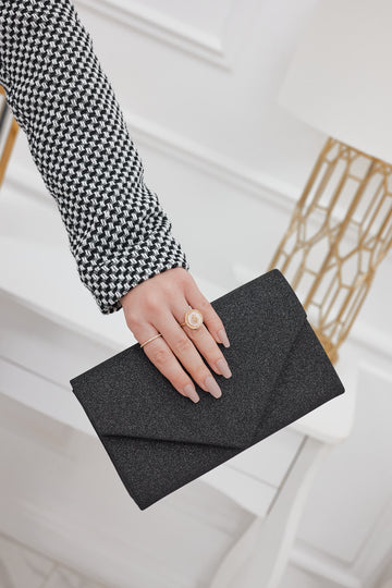 Bag - black B204 clutch with glitter