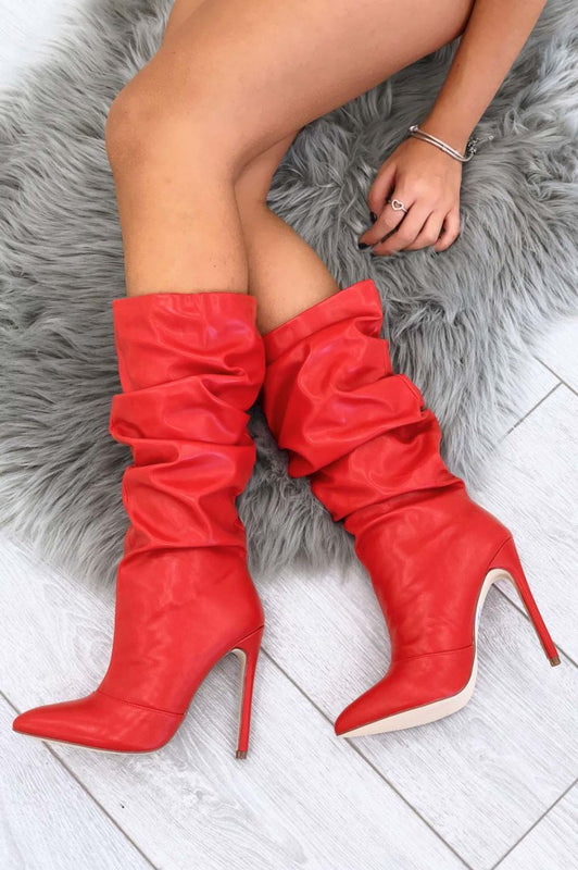 ROLITA - Alexoo Botas de tacón alto en piel sintética rojas