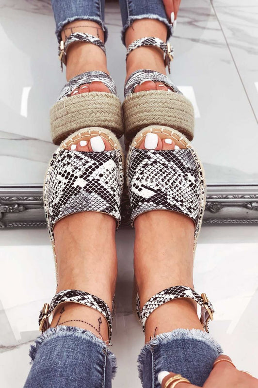 LICIA - Python-print espadrilles with wedge and ankle strap