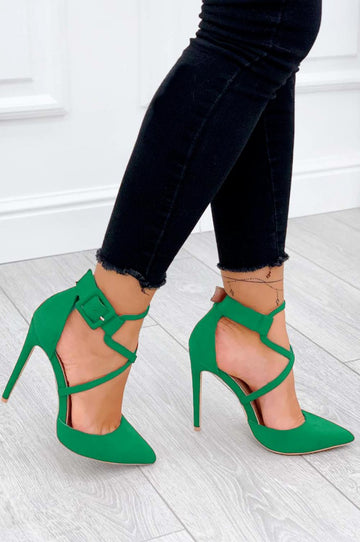 Stiletto heels with buckle in green
