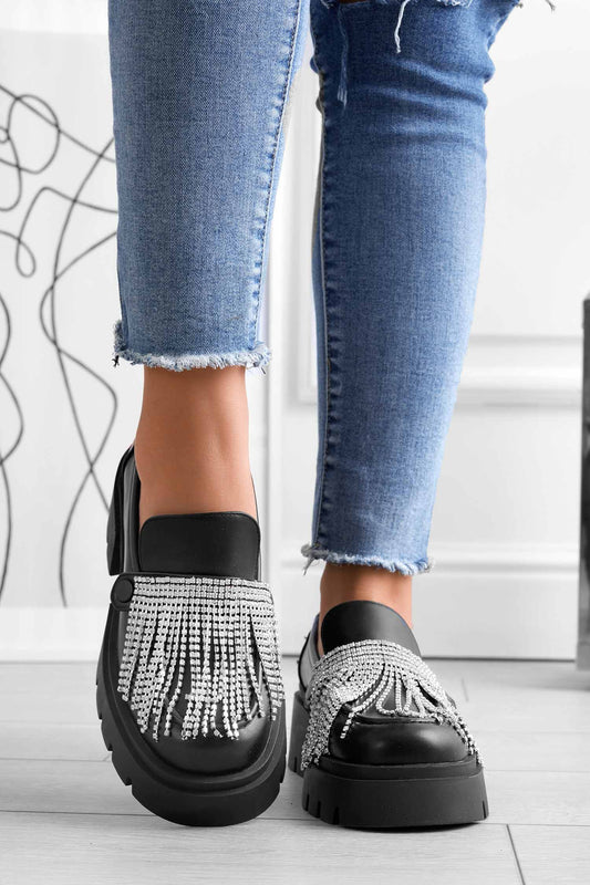 Mocassins plateforme noirs Alexoo avec accessoires interchangeables