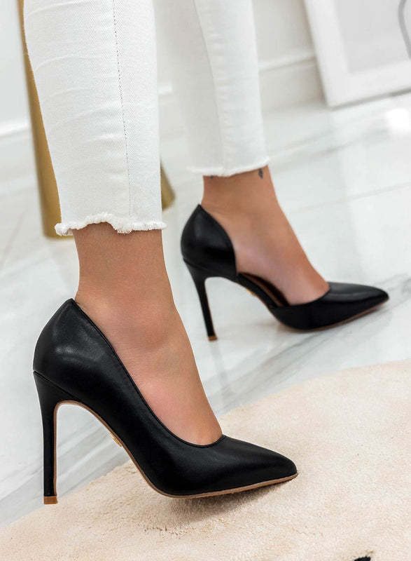 AURORA - Zapatos de salon negros alexoo con apertura lateral y tacon alto