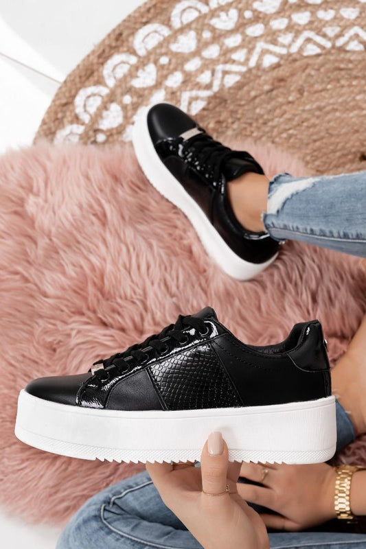 MORENA - Sneakers nere con inserti effetto pitonato