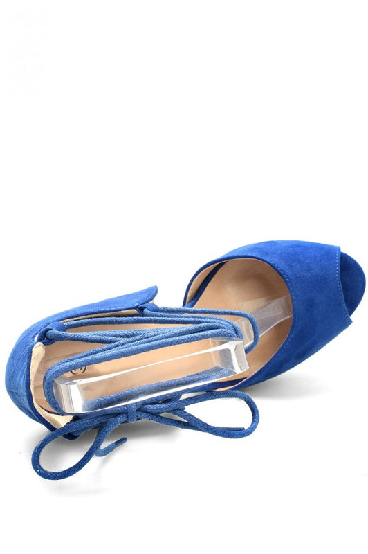 Sandali scamosciati con lacci Blu
