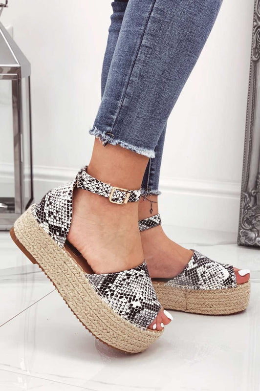LICIA - Python-print espadrilles with wedge and ankle strap