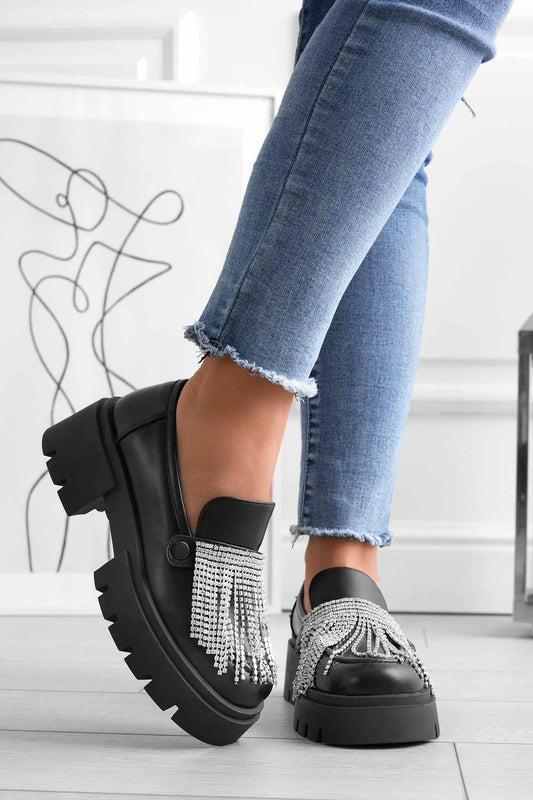 Mocassins plateforme noirs Alexoo avec accessoires interchangeables