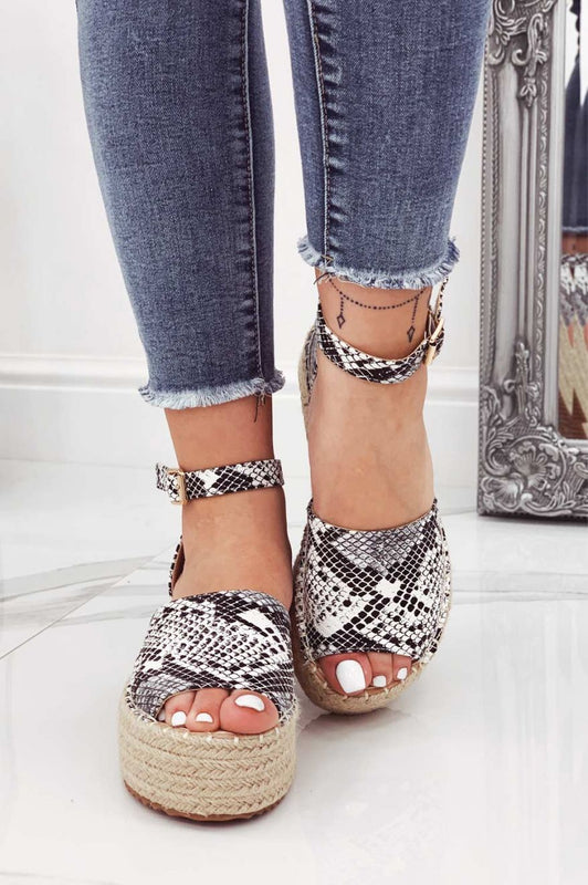 LICIA - Python-print espadrilles with wedge and ankle strap