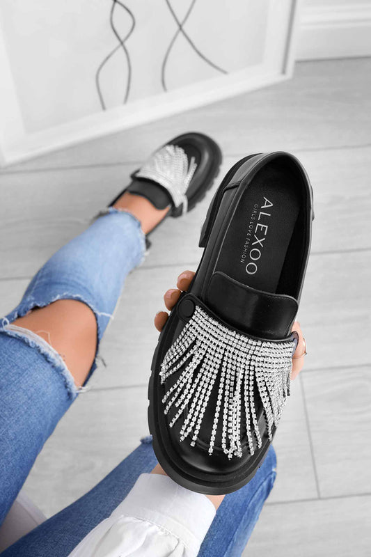 Mocassins plateforme noirs Alexoo avec accessoires interchangeables
