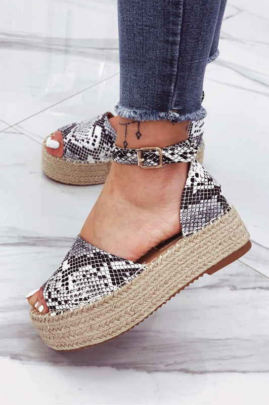 LICIA - Python-print espadrilles with wedge and ankle strap