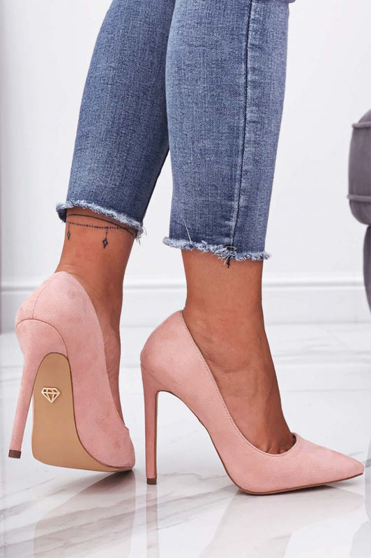 LEXIE - Pink suede pumps with high heel